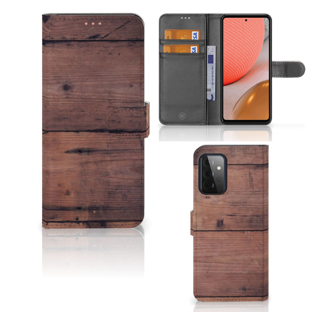 Samsung Galaxy A72 Book Style Case Old Wood