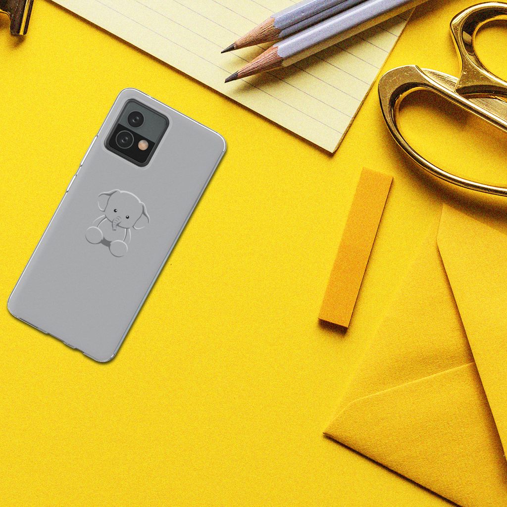 Motorola Moto G72 Telefoonhoesje met Naam Grijs Baby Olifant B2C Telecom