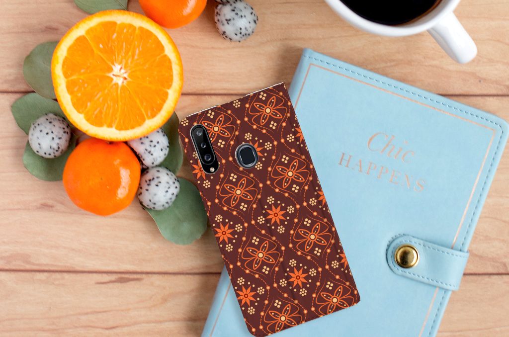Samsung Galaxy A20s Hoesje met Magneet Batik Brown - B2C Telecom