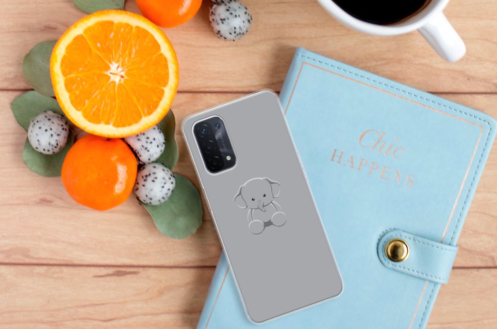 OPPO A93 5G Telefoonhoesje met Naam Grijs Baby Olifant