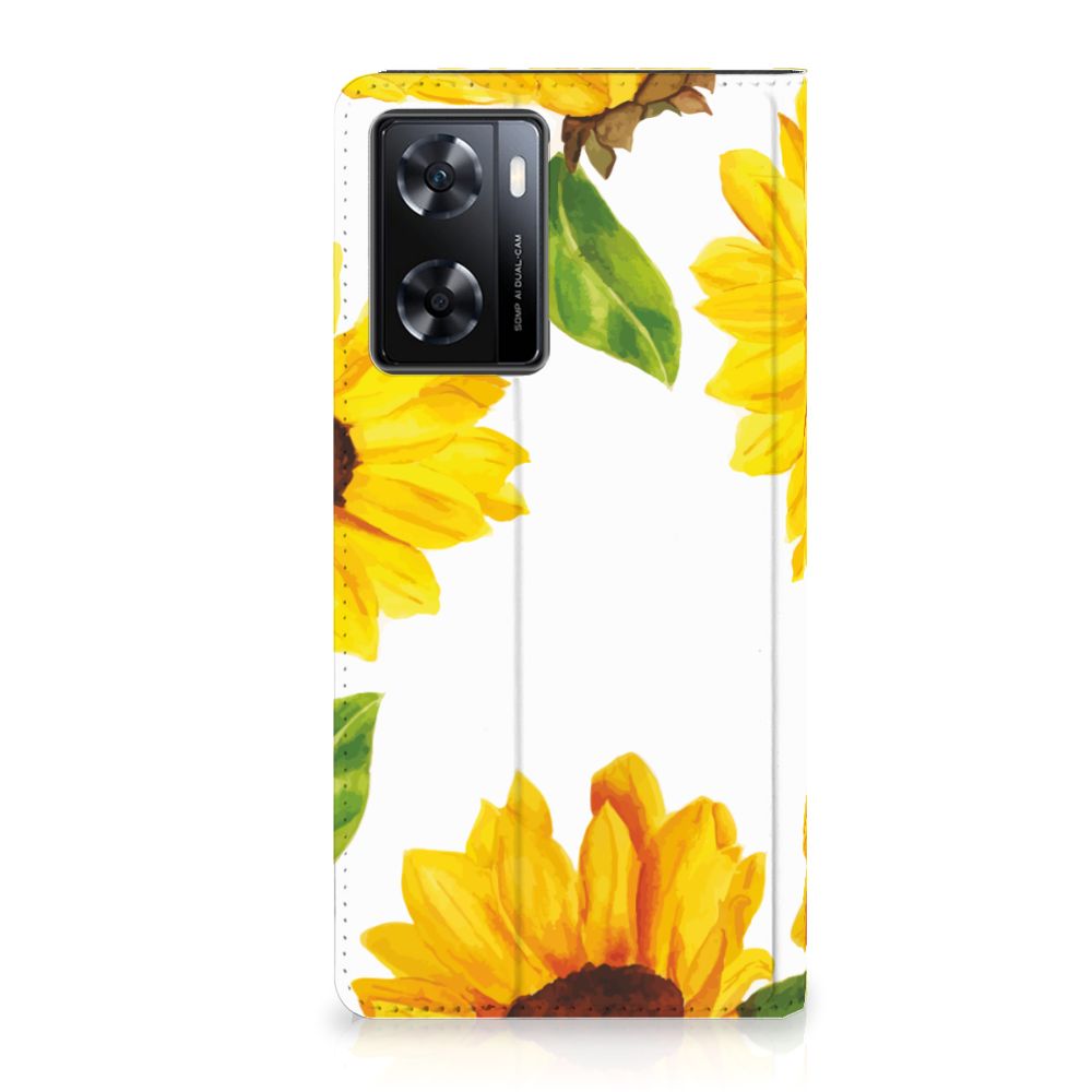 Smart Cover voor OPPO A57 | A57s | A77 4G Zonnebloemen - B2C Telecom