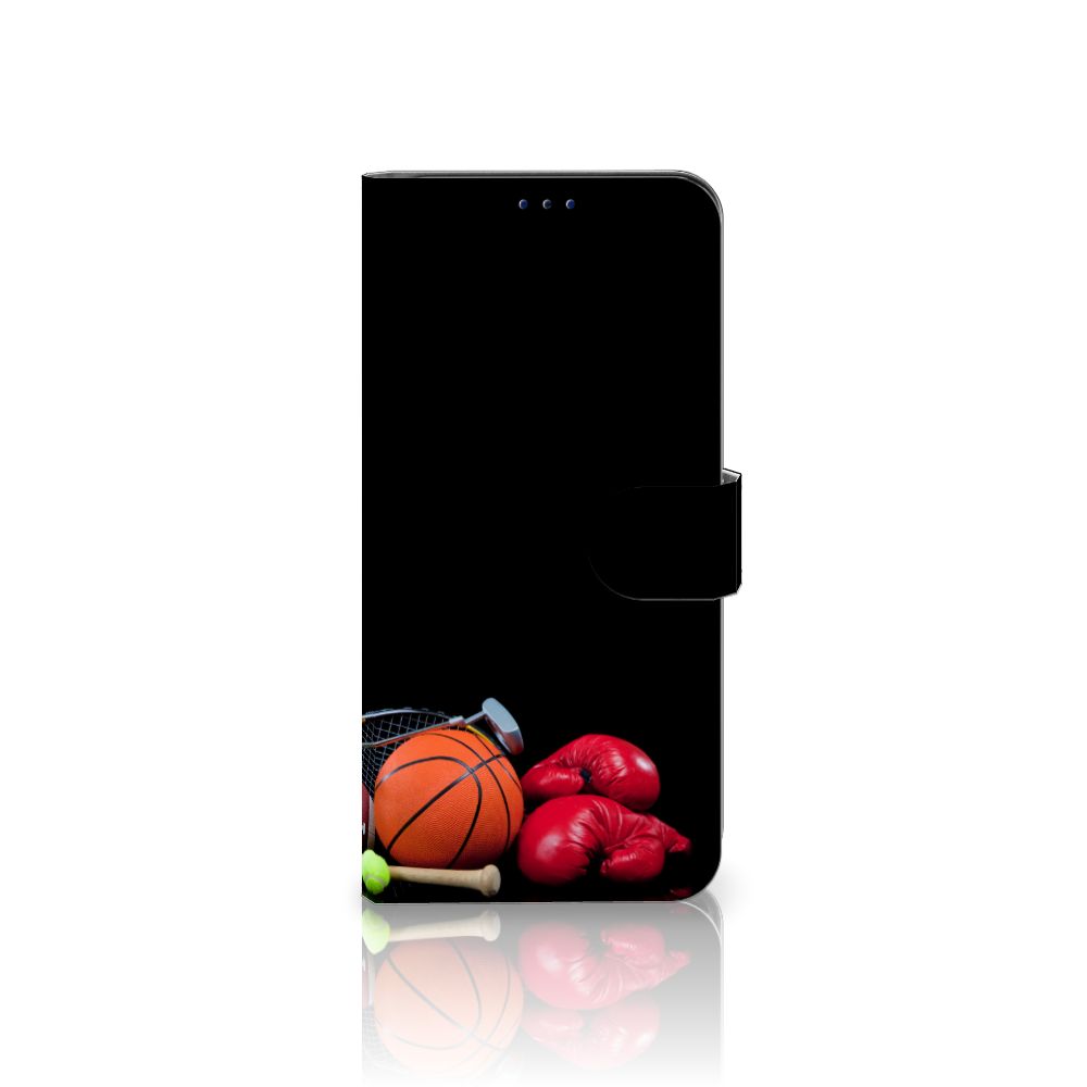 Xiaomi Poco X4 Pro 5G Wallet Case met Pasjes Sports met afbeeldingen van basketbal en bokshandschoenen.