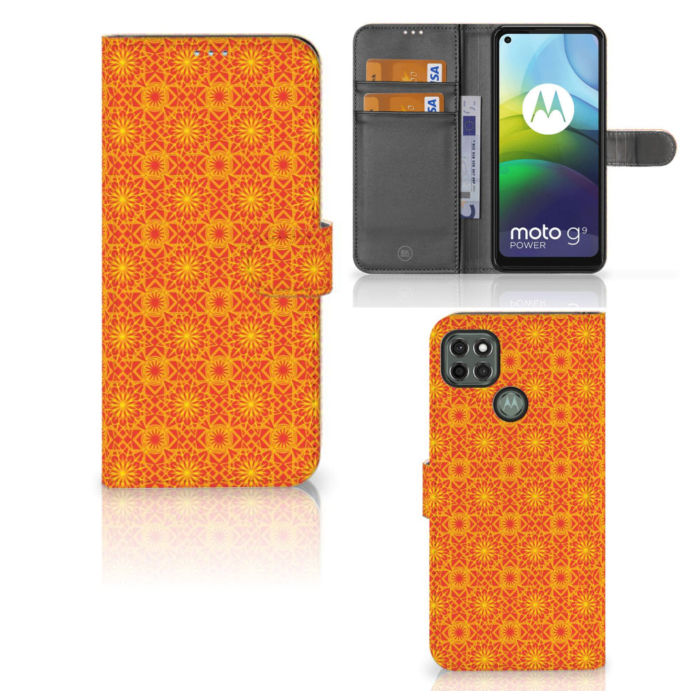 Motorola Moto G9 Power Telefoon Hoesje Batik Oranje