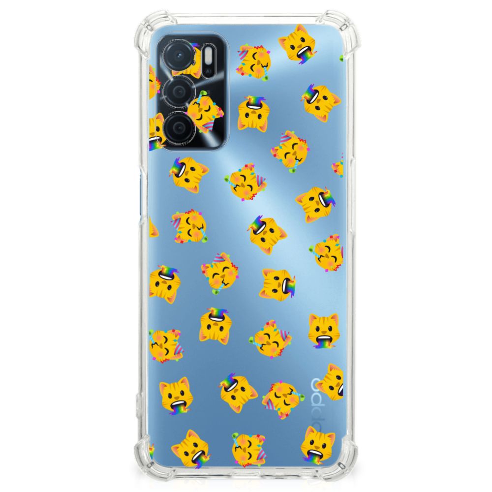 Doorzichtige Silicone Hoesje voor OPPO A16 | A16s | A54s Katten Emojis