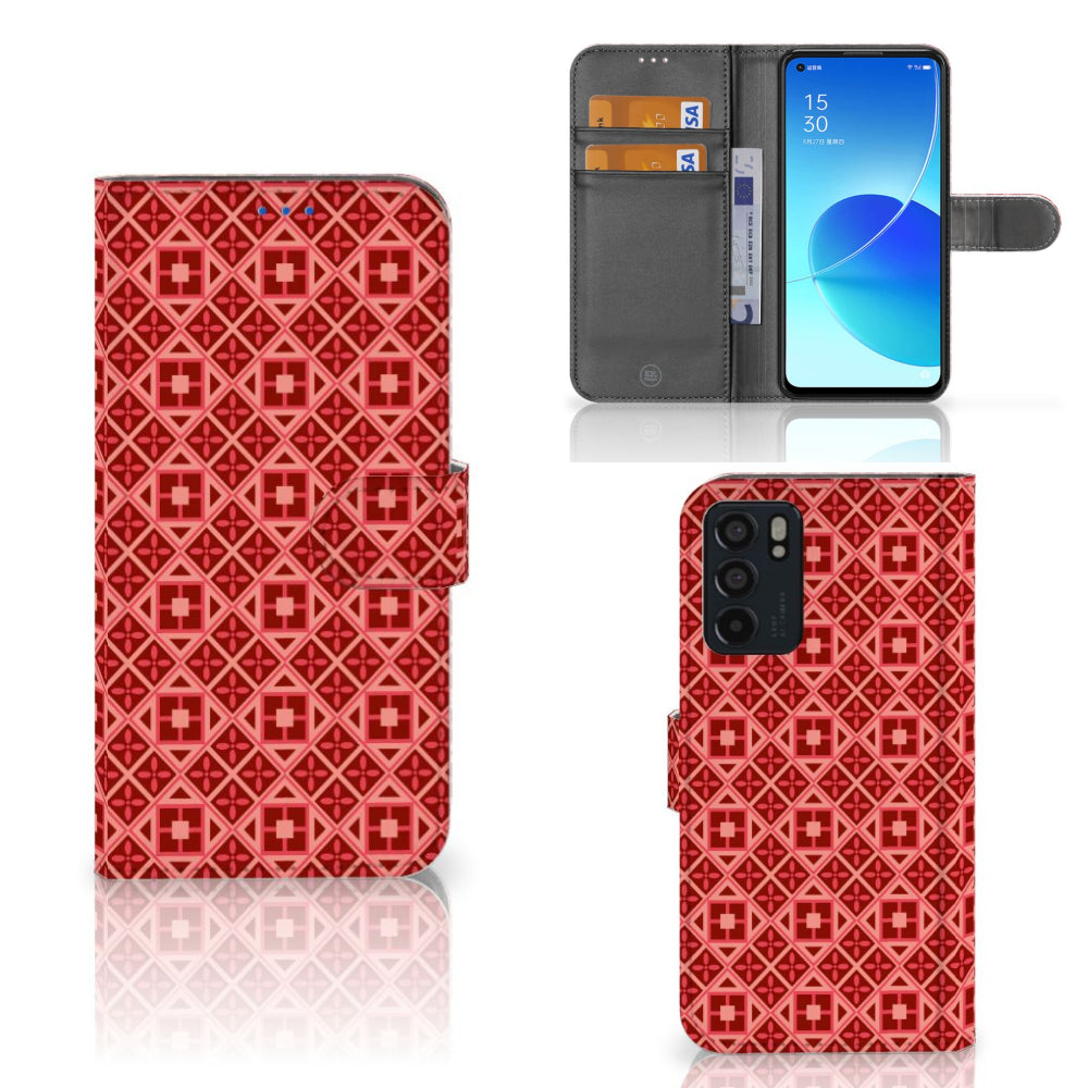 OPPO Reno6 5G Telefoon Hoesje Batik Rood