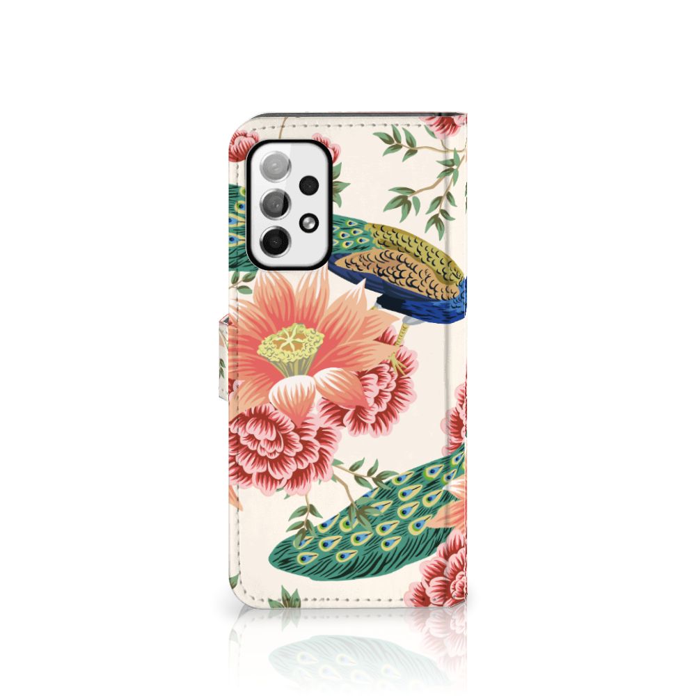Telefoonhoesje met Pasjes voor Samsung Galaxy A73 5G Pink Peacock