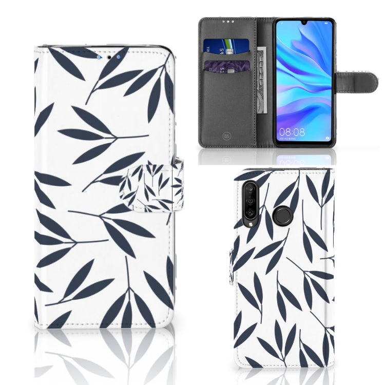 Huawei P30 Lite (2020) Hoesje Leaves Blue