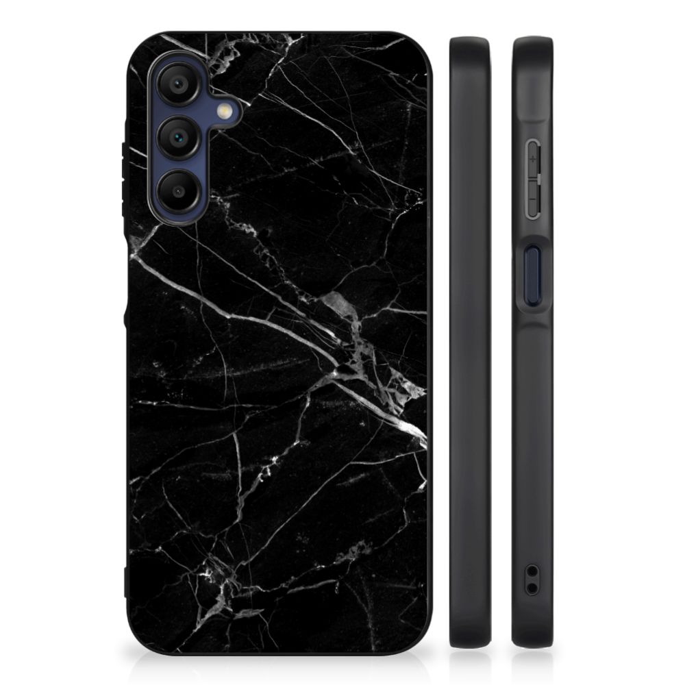 Samsung Galaxy A15 Marmeren Print Telefoonhoesje Marmer Zwart - Origineel Cadeau Vader