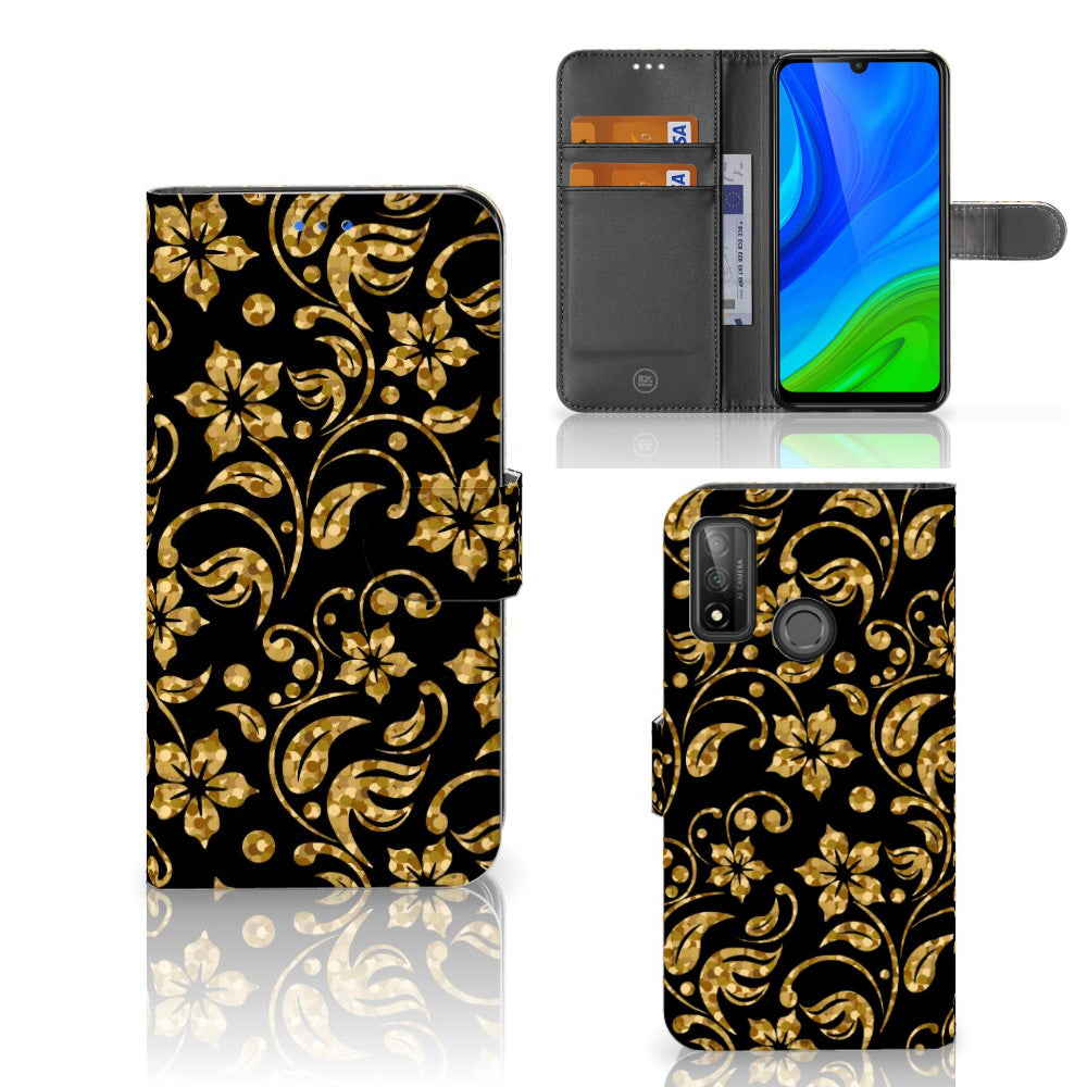 Huawei P Smart 2020 Hoesje Gouden Bloemen