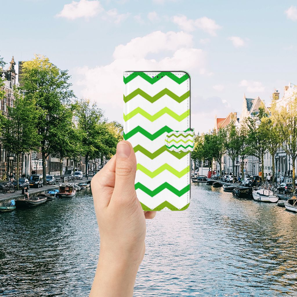 Samsung Galaxy A22 5G Telefoon Hoesje Zigzag Groen