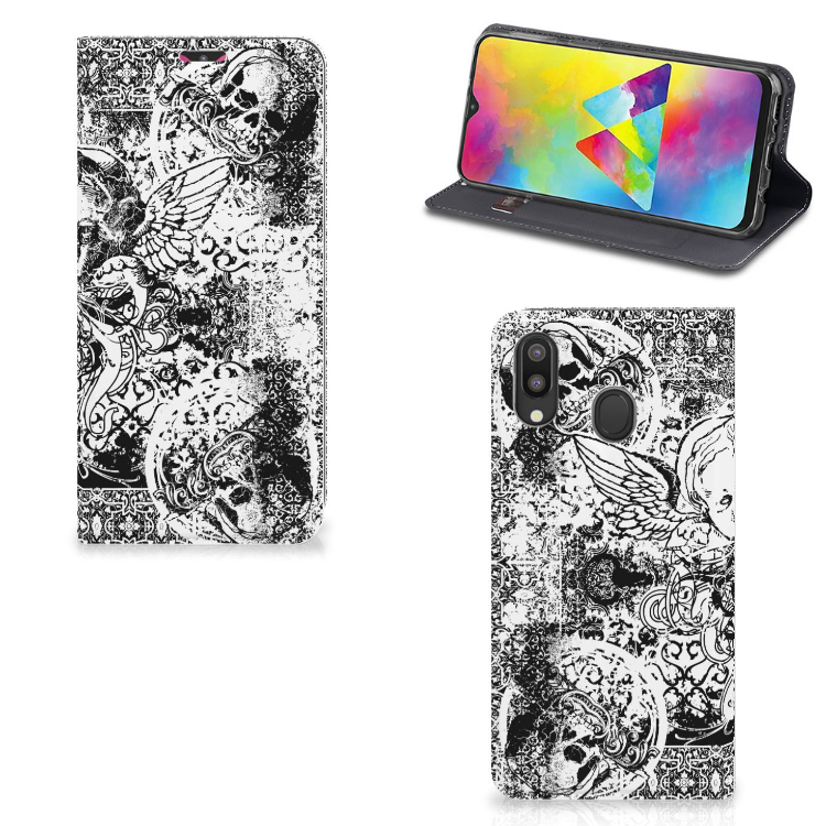 Mobiel BookCase Samsung Galaxy M20 Skulls Angel