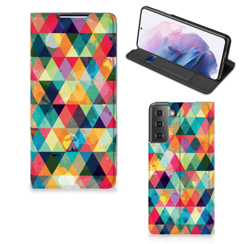Samsung Galaxy S21 Plus Hoesje met Magneet Geruit - B2C Telecom