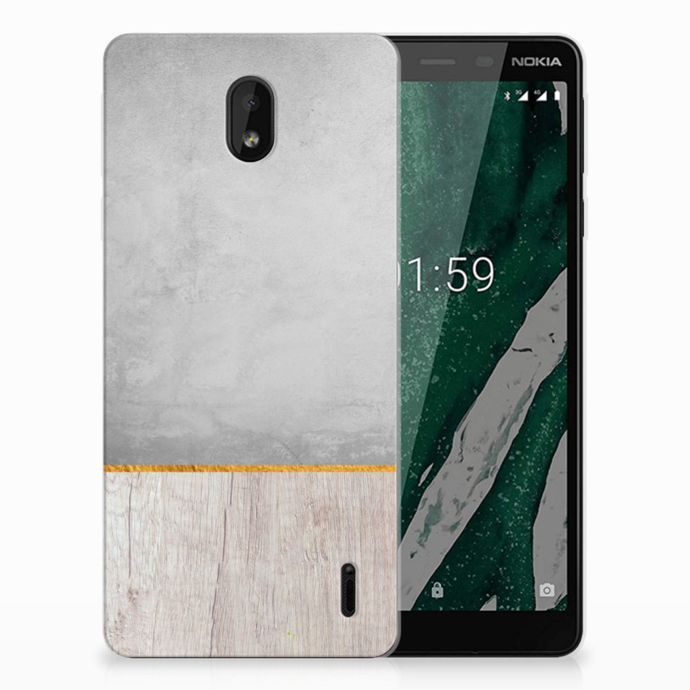 Nokia 1 Plus Bumper Hoesje Wood Concrete