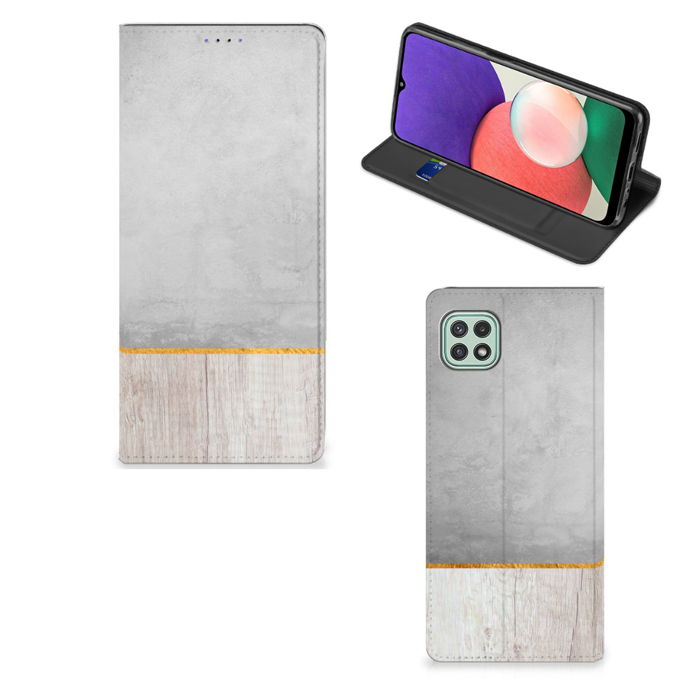 Samsung Galaxy A22 5G Book Wallet Case Wood Concrete - B2C Telecom