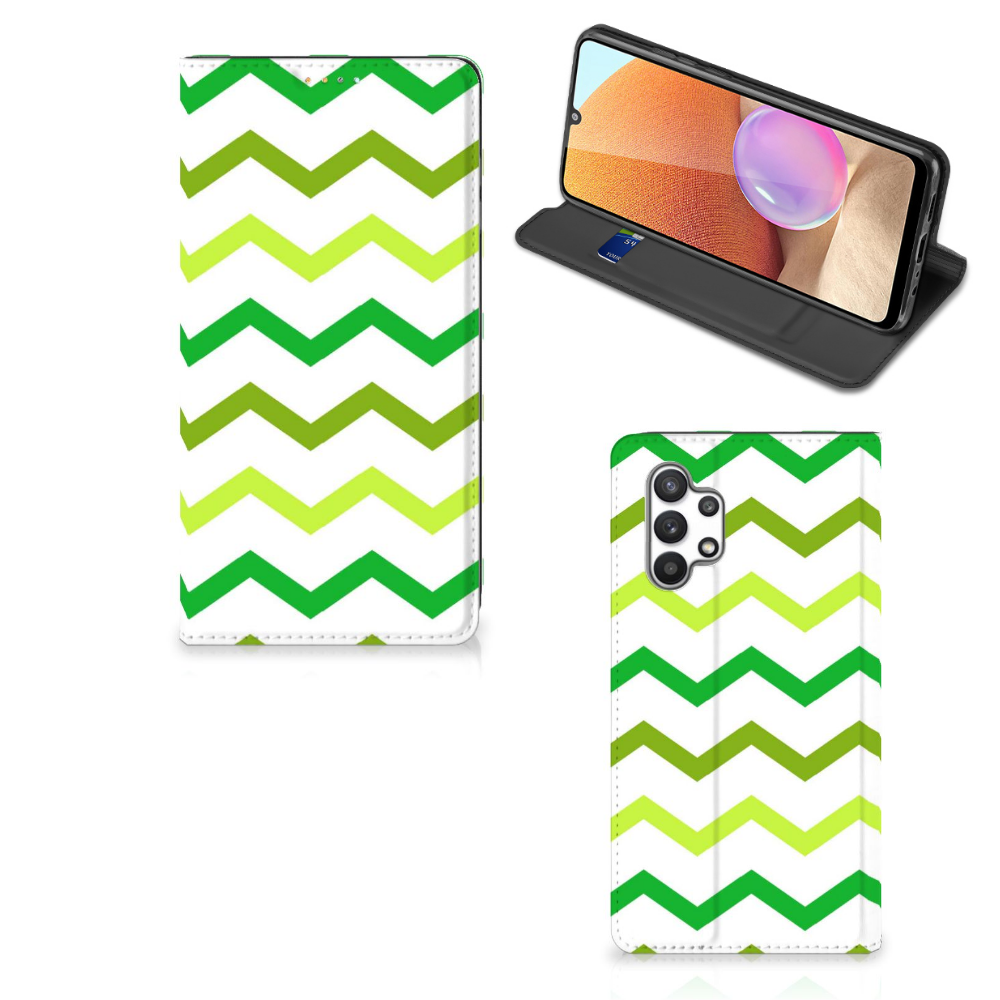 Samsung Galaxy A32 4G | A32 5G Enterprise Editie Hoesje met Magneet Zigzag Groen - B2C Telecom