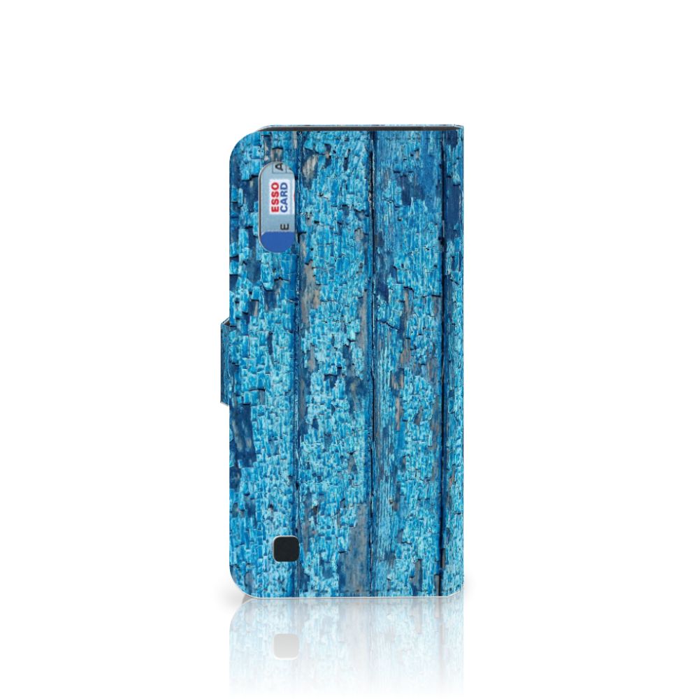 Samsung Galaxy M10 Book Style Case Wood Blue