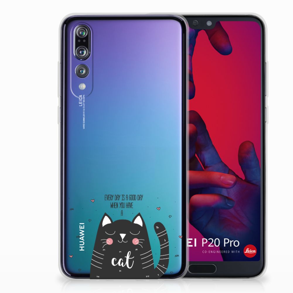 Huawei P20 Pro Telefoonhoesje met Naam Cat Good Day