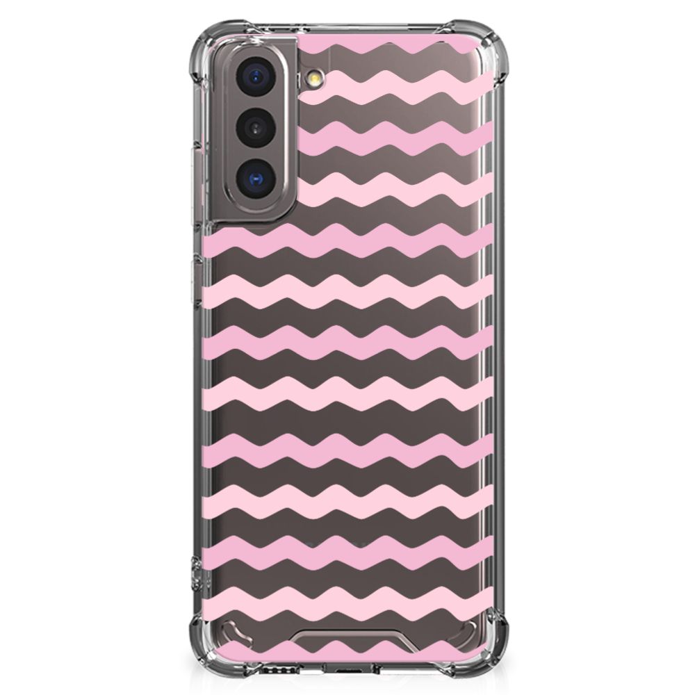 Samsung Galaxy S21 Doorzichtige Silicone Hoesje Waves Roze