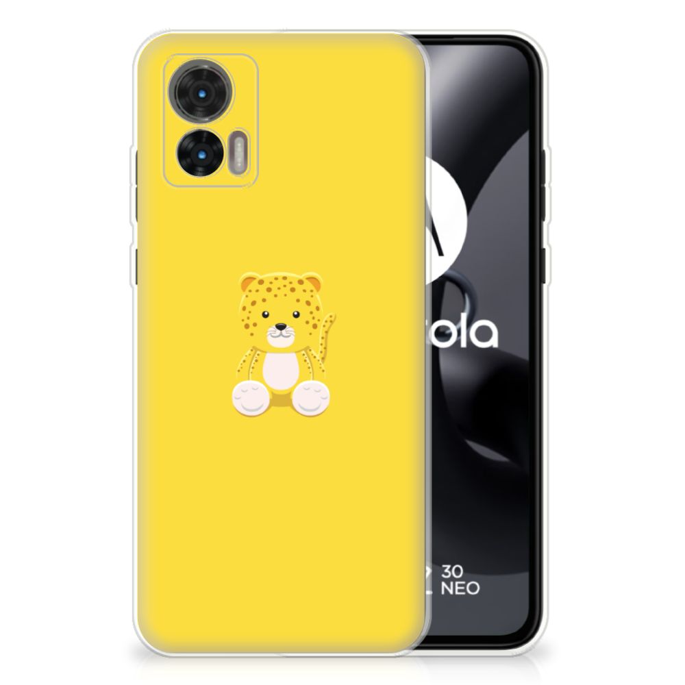 Motorola Edge 30 Neo Telefoonhoesje met Naam Baby Leopard B2C Telecom