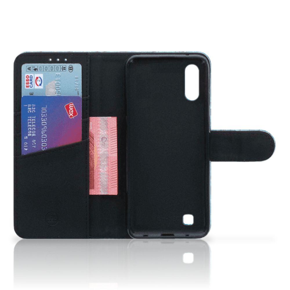 Samsung Galaxy M10 Book Style Case Wood Blue