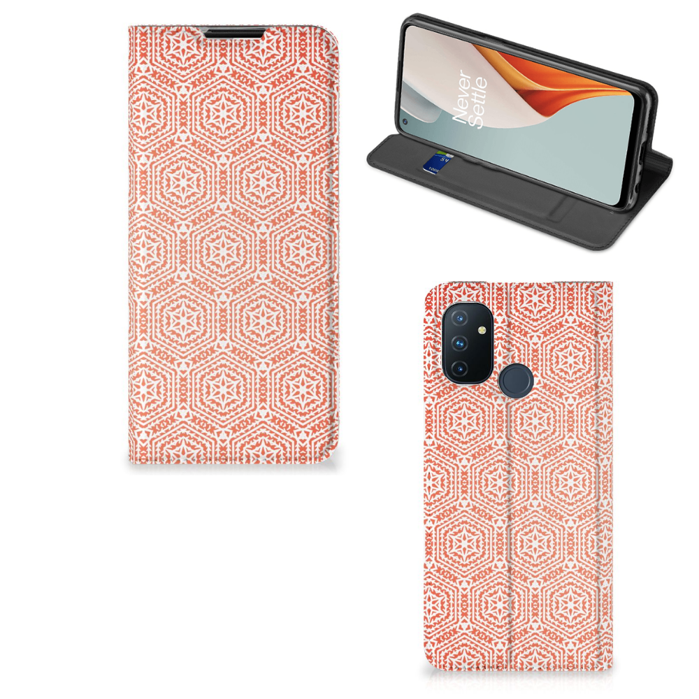 OnePlus Nord N100 Hoesje met Magneet Pattern Orange - B2C Telecom