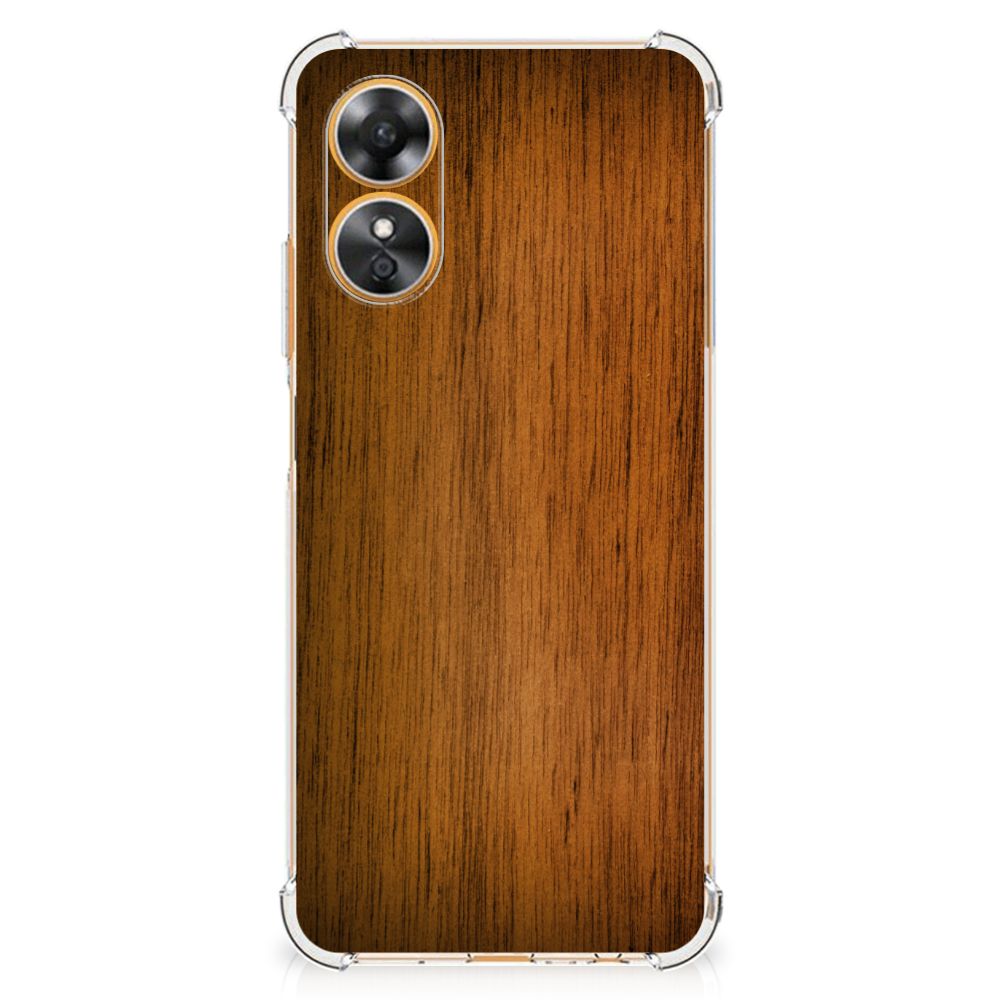 OPPO A17 Stevig Telefoonhoesje Donker Hout