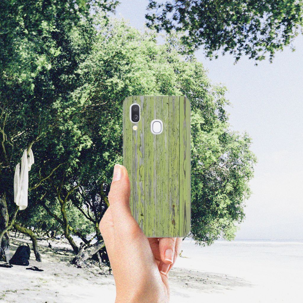 Samsung Galaxy A40 Bumper Hoesje Green Wood