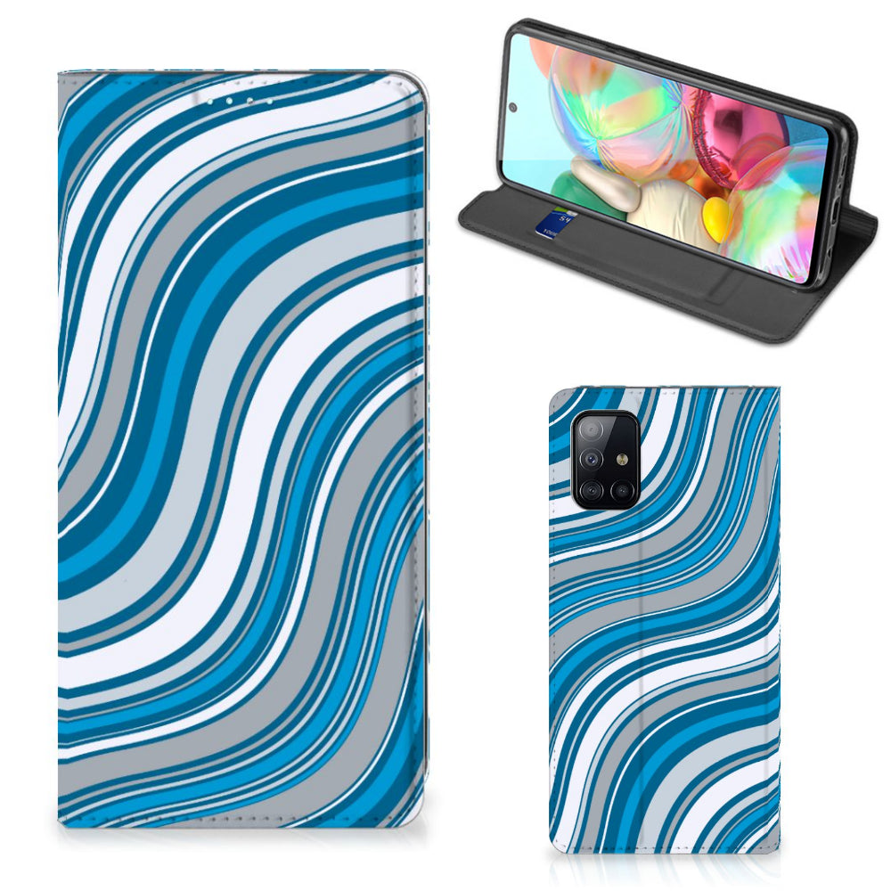 Samsung Galaxy A71 Hoesje met Magneet Waves Blue
