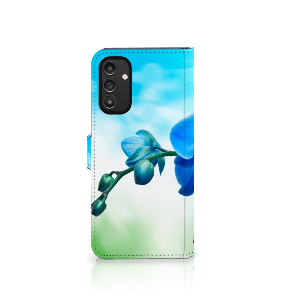 Samsung Galaxy A14 4G Hoesje Orchidee Blauw - Cadeau voor je Moeder met elegante bloemenprint.