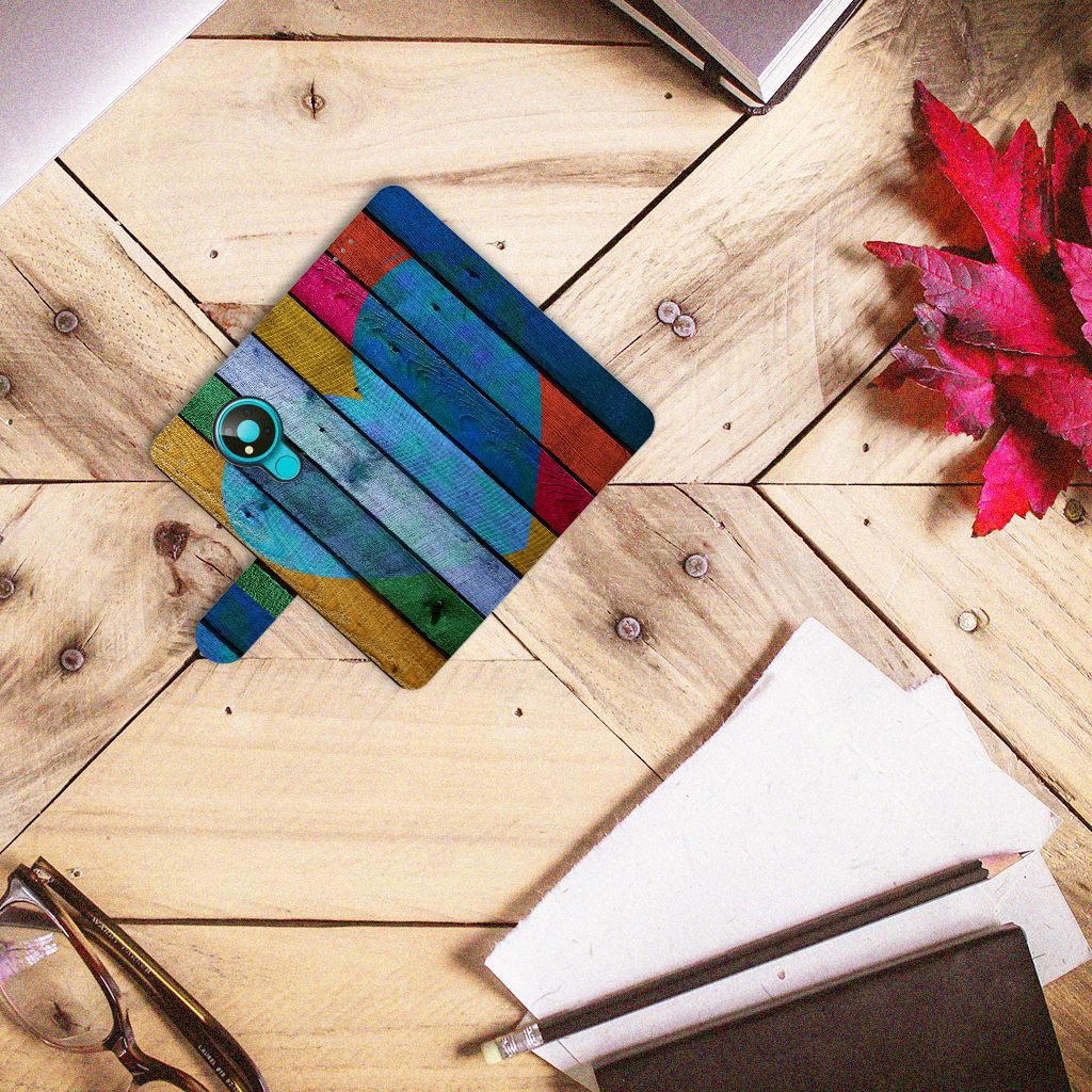 Nokia 3.4 Book Style Case Wood Heart - Cadeau voor je Vriend