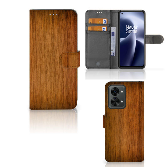 OnePlus Nord 2T Book Style Case Donker Hout