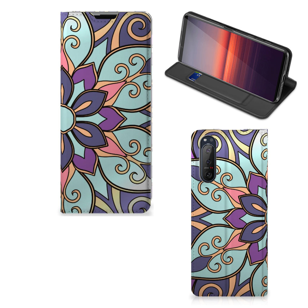 Sony Xperia 5 II Smart Cover Purple Flower