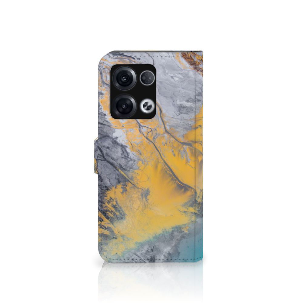 OPPO Reno8 Pro Bookcase Marble Blue Gold