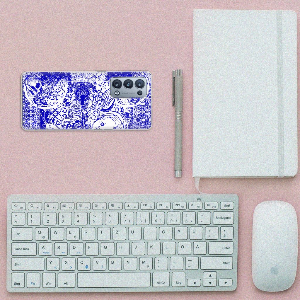 Silicone Back Case OPPO Reno 6 Pro Plus 5G Angel Skull Blauw B2C Telecom