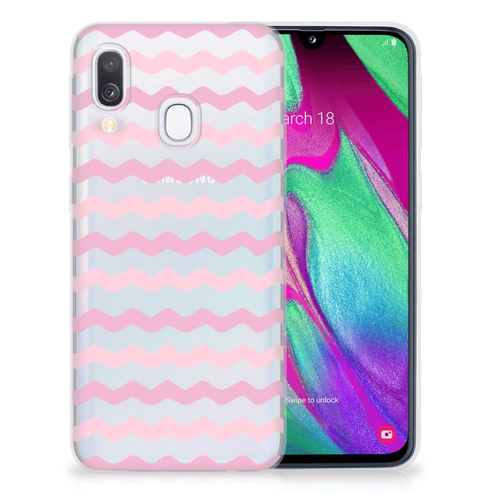 Samsung Galaxy A40 TPU bumper Waves Roze