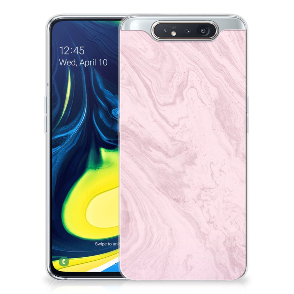 Samsung Galaxy A80 TPU Siliconen Hoesje Marble Pink - Origineel Cadeau Vriendin