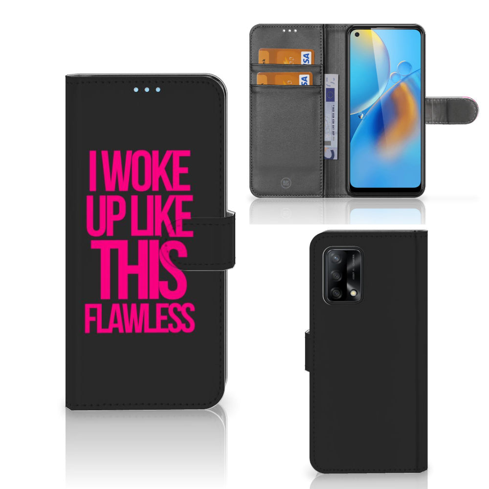 OPPO A74 4G Hoesje met naam Woke Up - Origineel Cadeau Zelf Maken