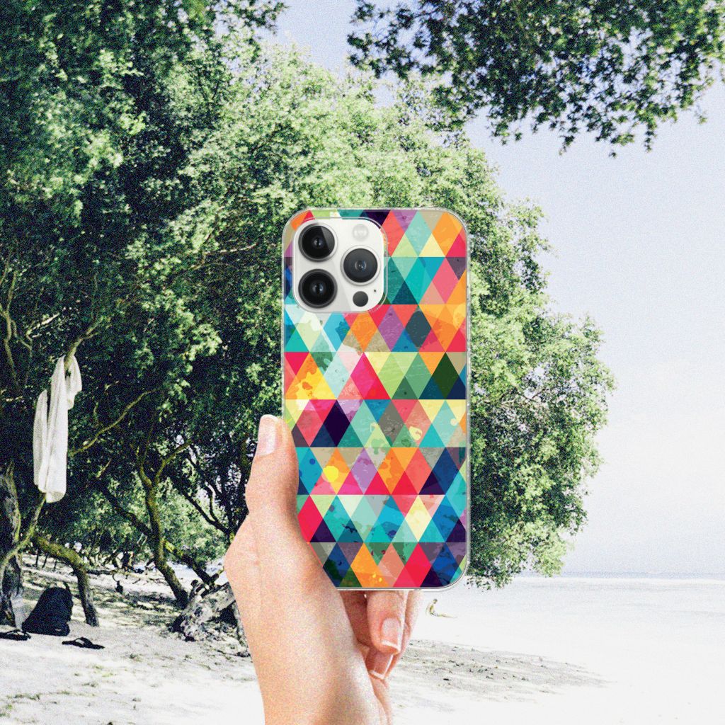 iPhone 13 Pro Max TPU bumper Geruit met kleurrijke ruitjes, perfect voor elke stijl 🌈.