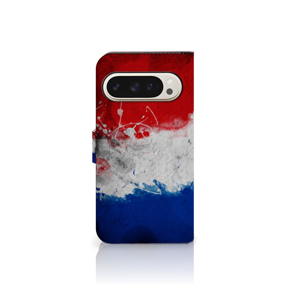 Google Pixel 9 | 9 Pro Bookstyle Case Nederland met artistiek ontwerp van de Nederlandse vlag.