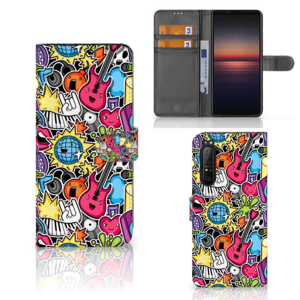 Sony Xperia 1 II Wallet Case met Pasjes Punk Rock