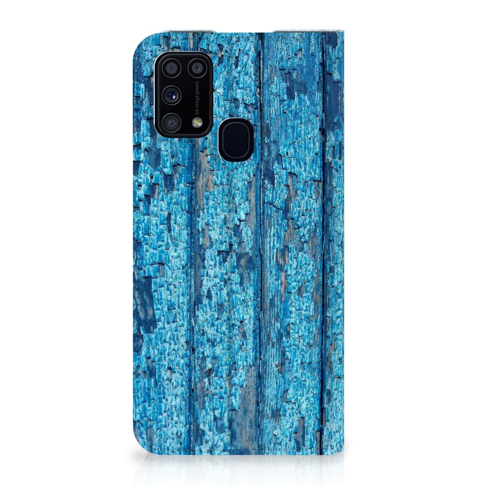 Samsung Galaxy M31 Book Wallet Case Wood Blue - B2C Telecom