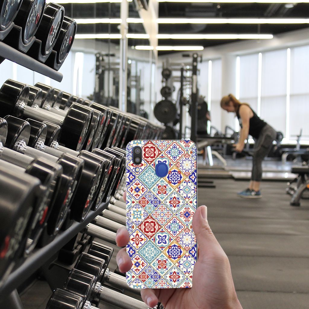 Samsung Galaxy M20 (Power) TPU Siliconen Hoesje Tiles Color