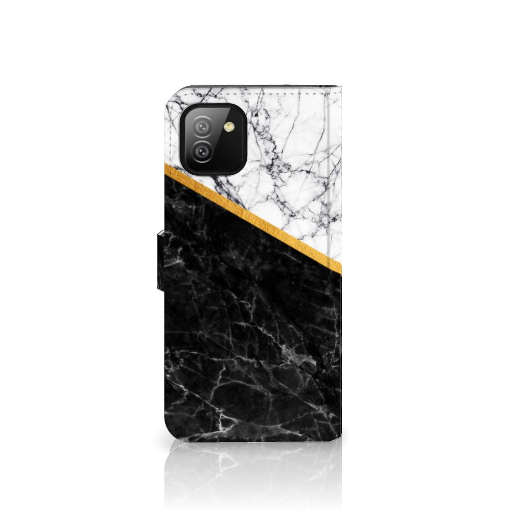 Samsung Galaxy A03 Bookcase Marmer Wit Zwart - Origineel Cadeau Man