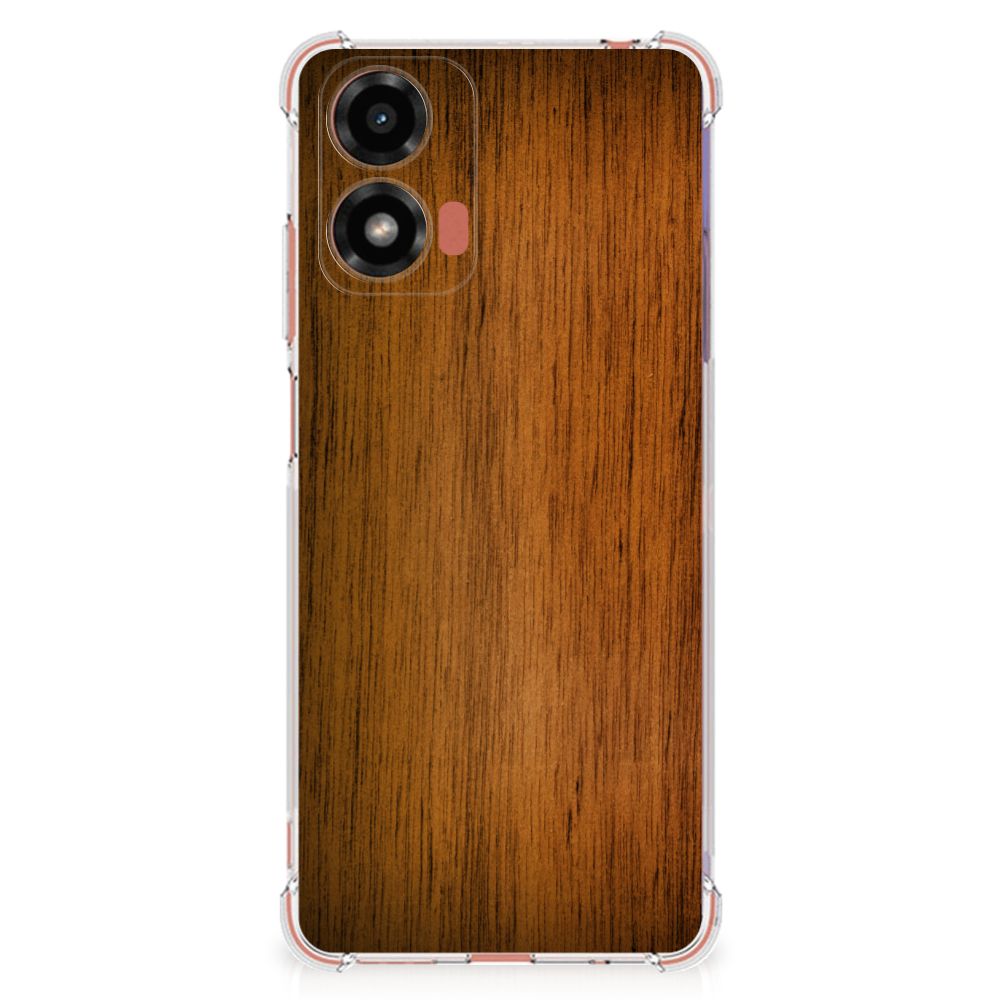 Motorola Moto G24 | G24 Power | G04 Stevig Telefoonhoesje Donker Hout