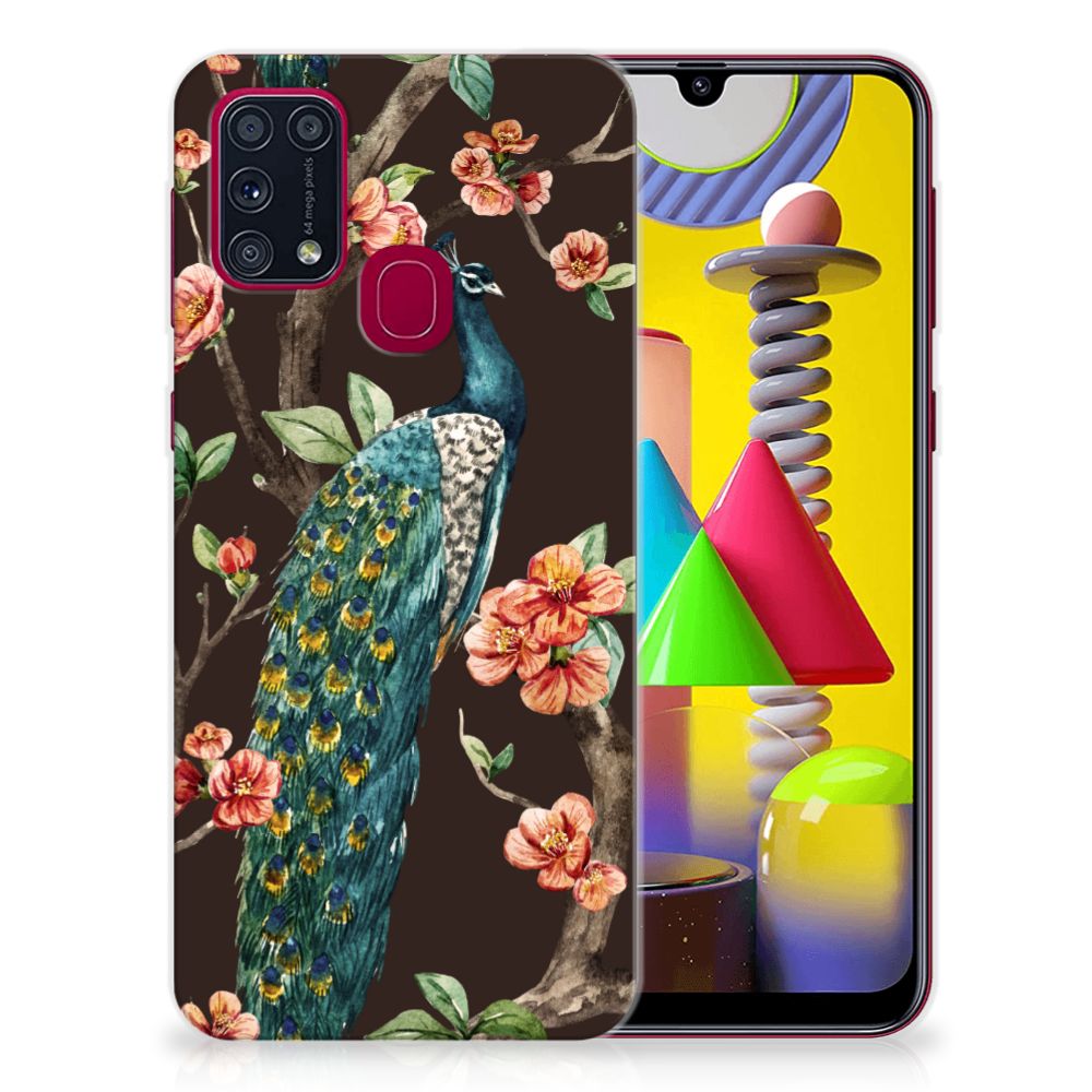 Samsung Galaxy M31 TPU Hoesje Pauw met Bloemen B2C Telecom