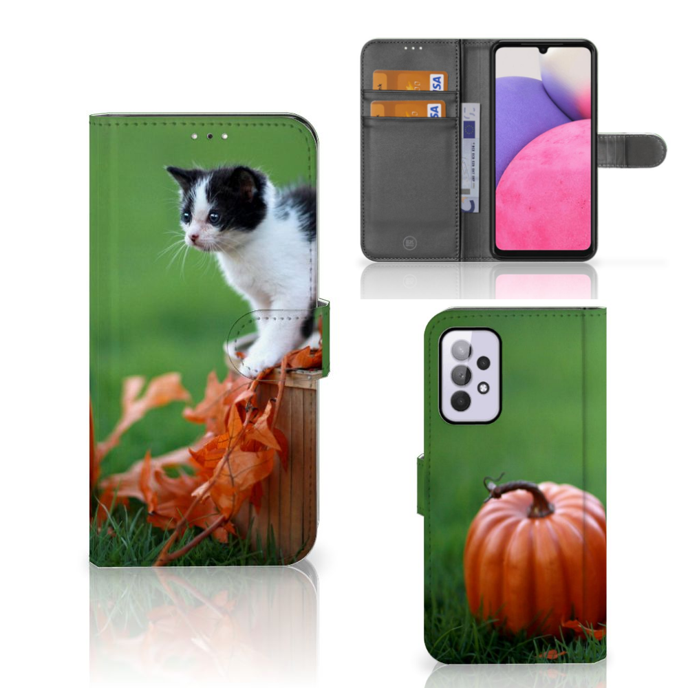 Samsung Galaxy A33 5G Telefoonhoesje met Pasjes Kitten