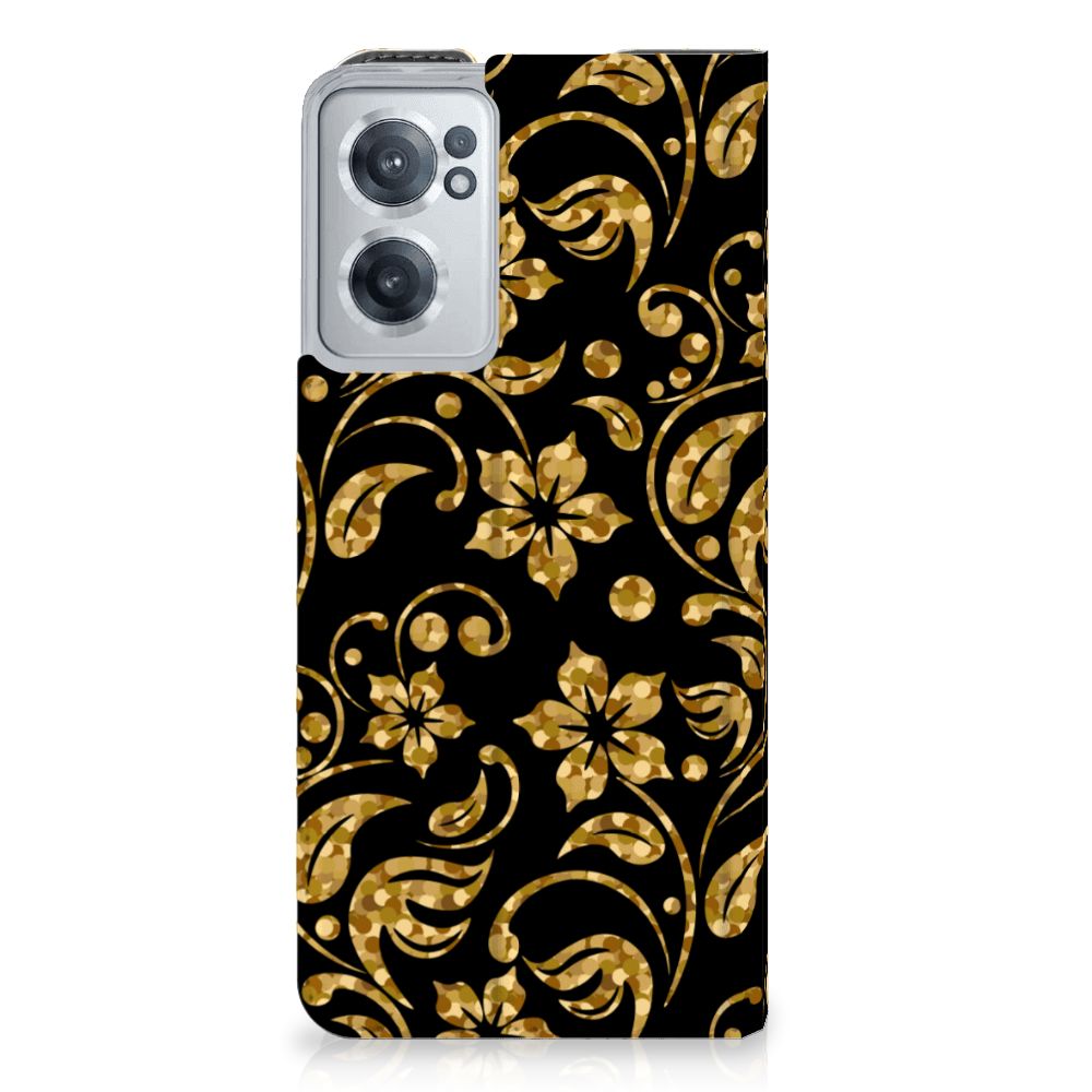 OnePlus Nord CE 2 5G Smart Cover Gouden Bloemen - B2C Telecom