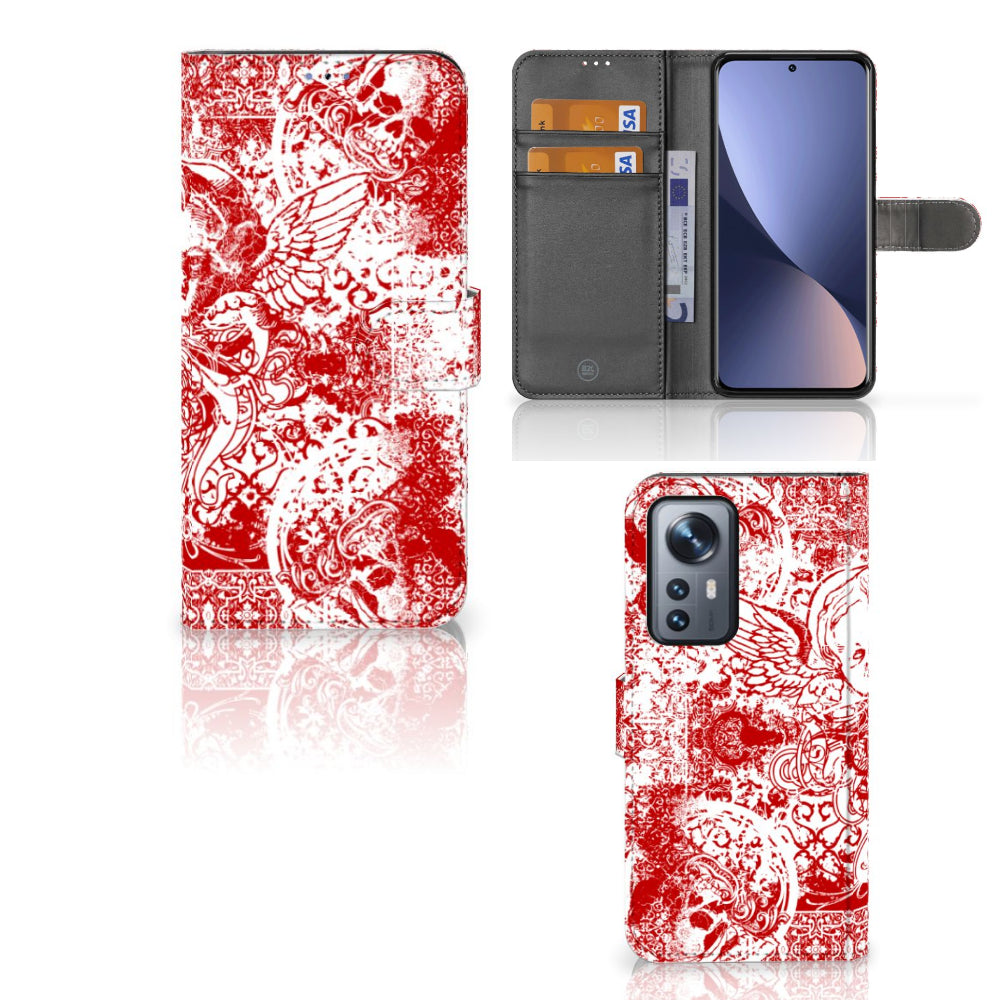 Telefoonhoesje met Naam Xiaomi 12 Pro Angel Skull Rood