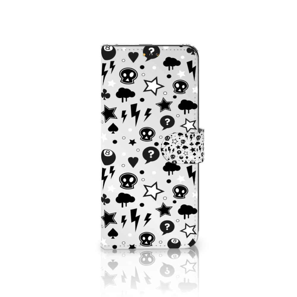 Telefoonhoesje met Naam Samsung Galaxy A14 5G Silver Punk met uniek en stoer ontwerp in zwart-wit.