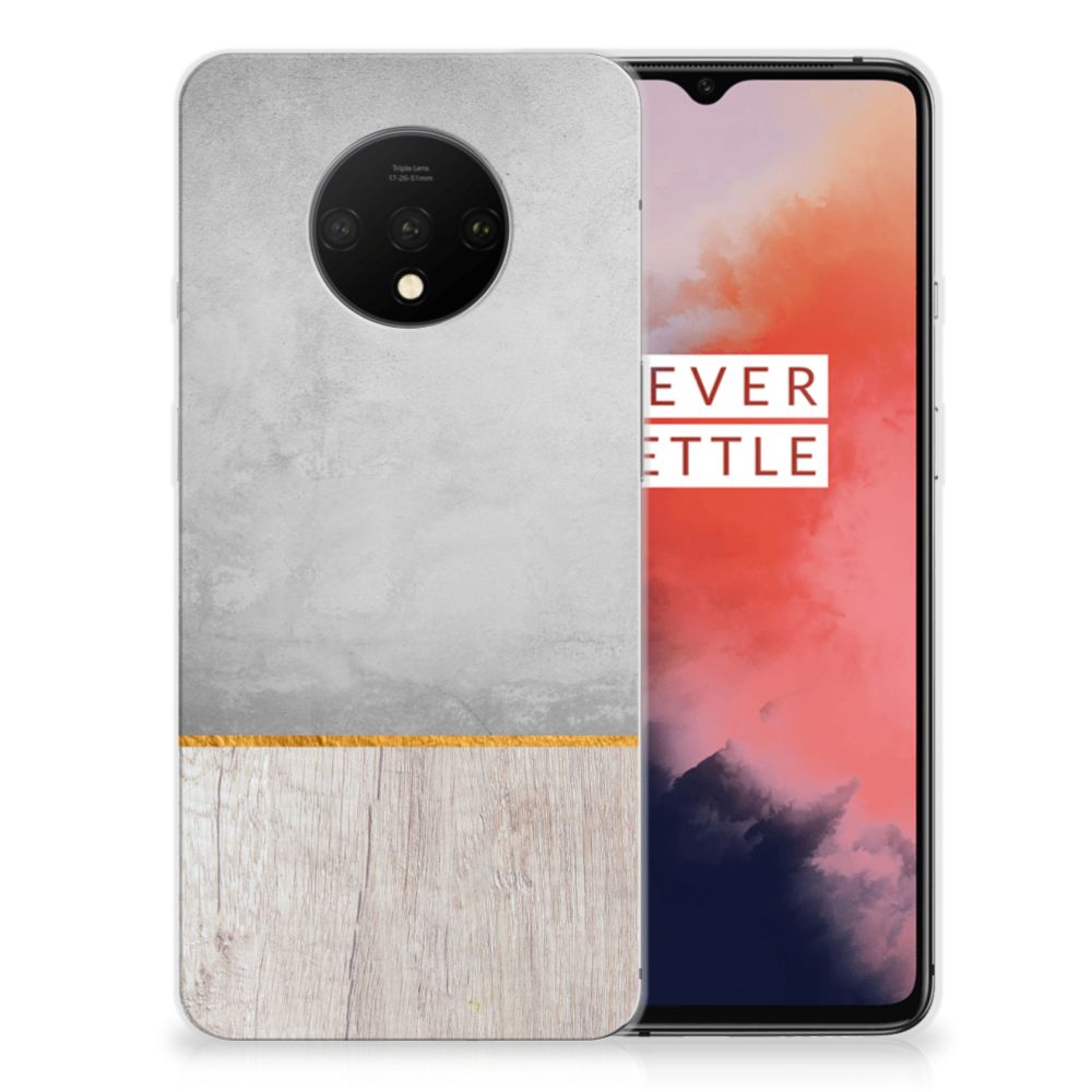 OnePlus 7T Bumper Hoesje Wood Concrete